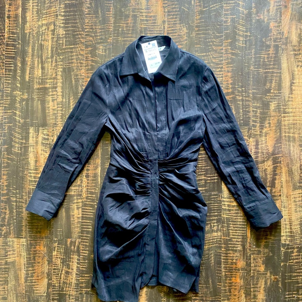 Zara draped linen dress NWT